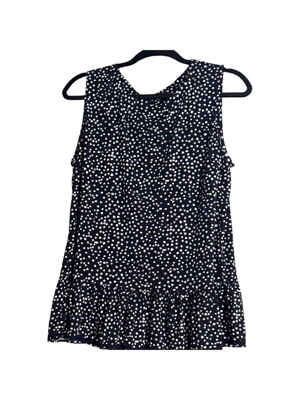 Limited Women’s Navy with White Polka Dots Sleeveless Top Sz Lg